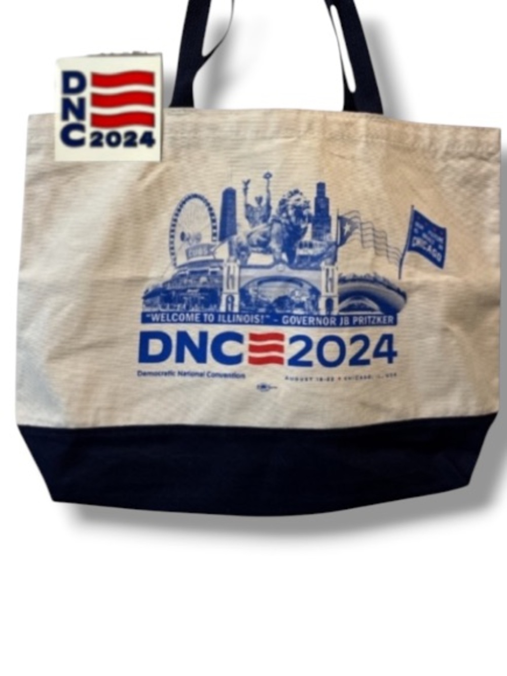 DNC Chicago 2024 Democratic National Convention Tote Bag Enamel Pin Kamala